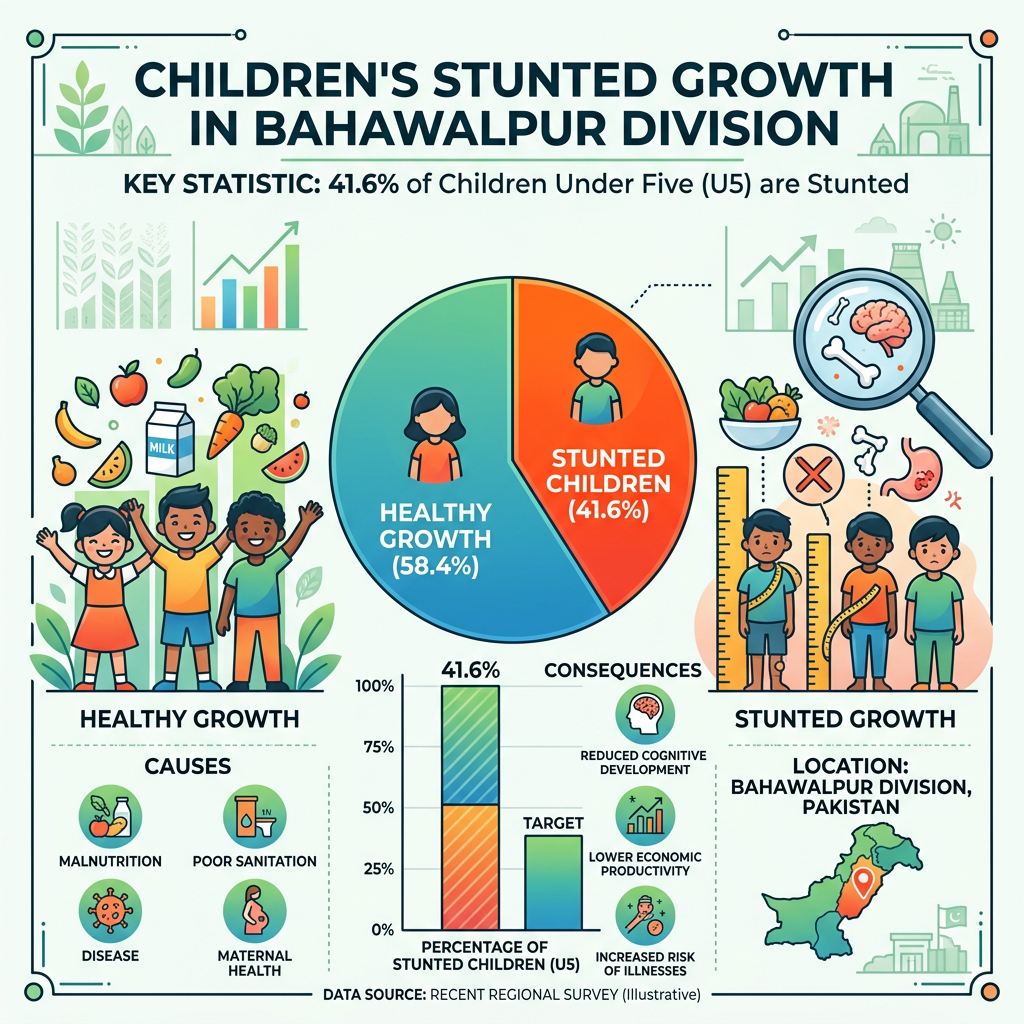 Children Stunted Growth in Bahawalpur Division — 41.6% children under 5