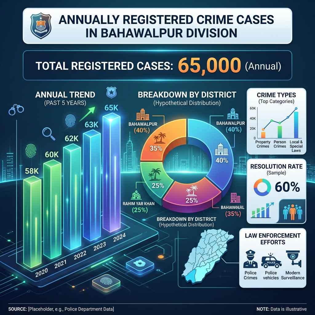 Annually Registered Crime Cases in Bahawalpur Division — 65,000 annually