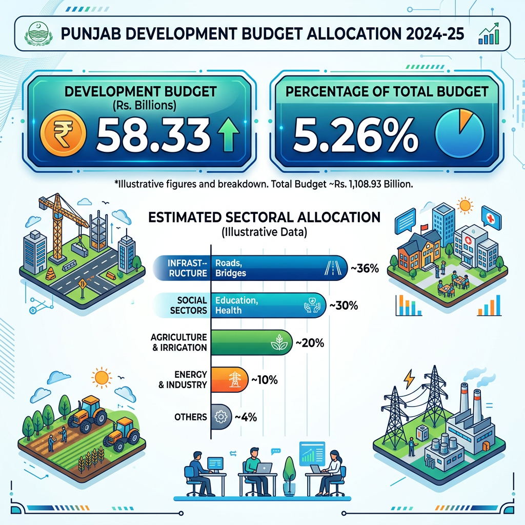 Development Budget Allocation of Punjab (2024–25) — Rs. 58.33 bn (5.26%)