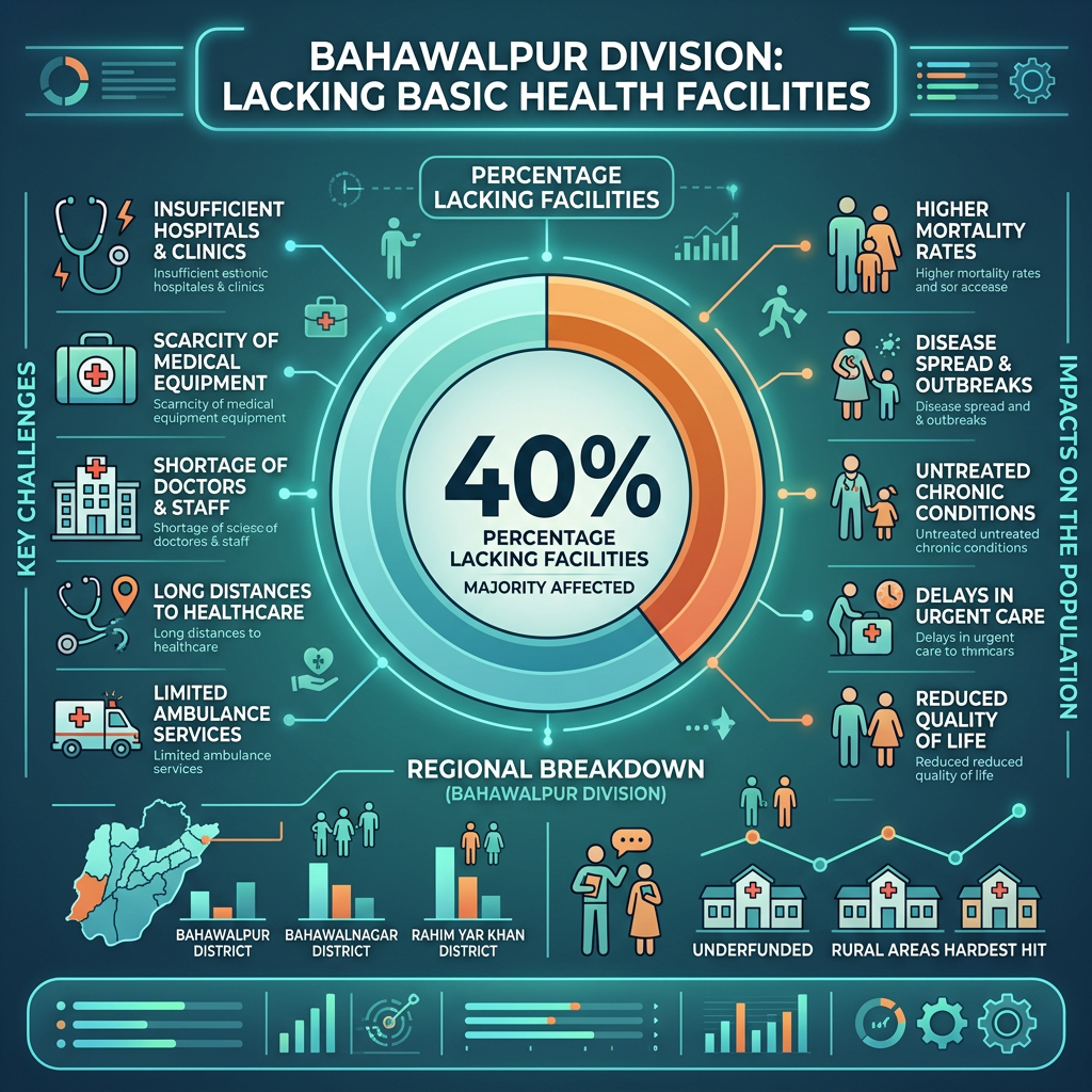 Lacking Basic Health Facilities in Bahawalpur Division — 40%